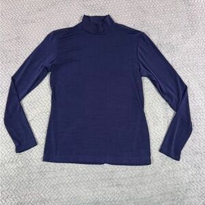 Hobby Horse Vintage Women’s Shirt Spandex Turtleneck Long Sleeve Navy Large